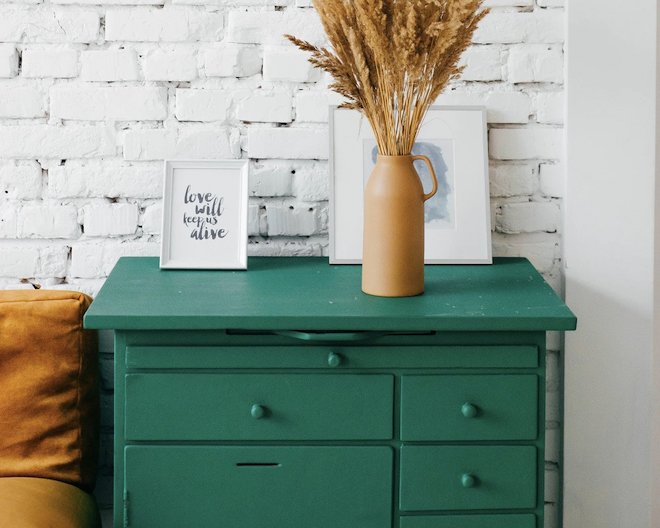 Vintage wooden green drawers image