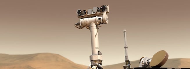 A rover (space exploration rover) is looking curiosity while on mission